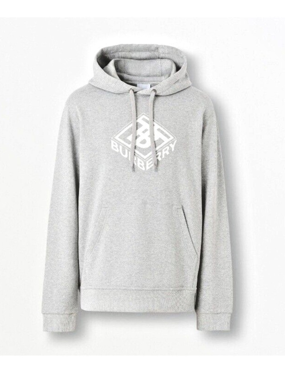 Burberry Light Gray Logo Pullover Hoodie - Men